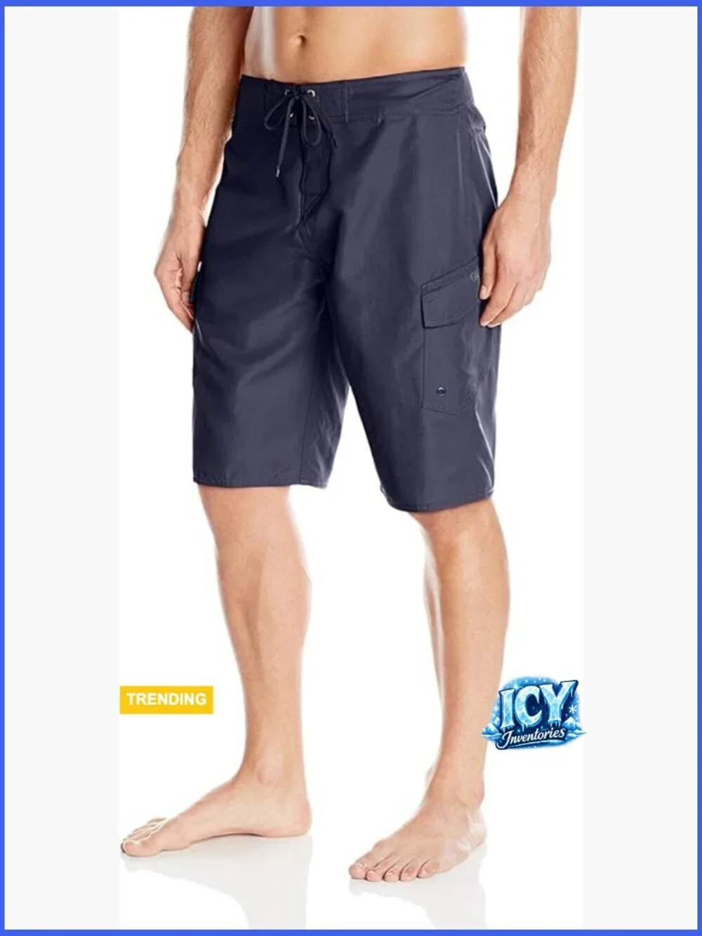 Polyester Board Shorts with Cargo Pockets, 22 Inch Length